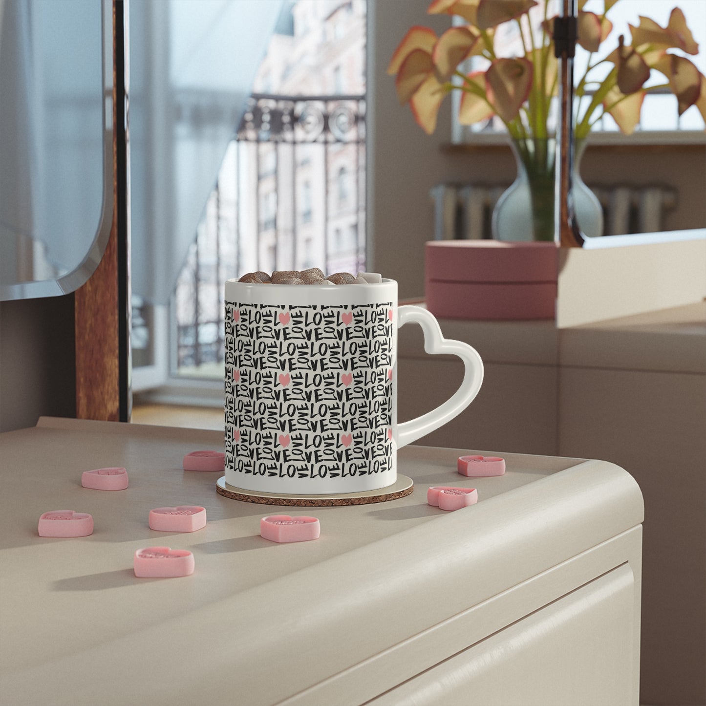 Heart-Shaped Mug - Valentine's Day Coffee Cup - Romantic Gift for Him or Her - Love-themed Drinkware