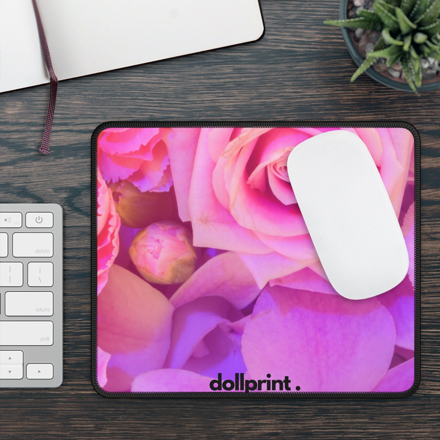 Pink Floral Non-Slip Mouse Pad