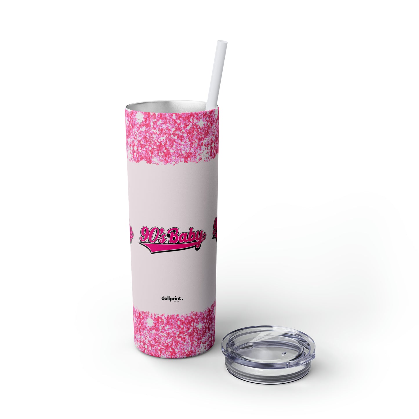 90s Baby Skinny Tumbler with Straw, 20oz