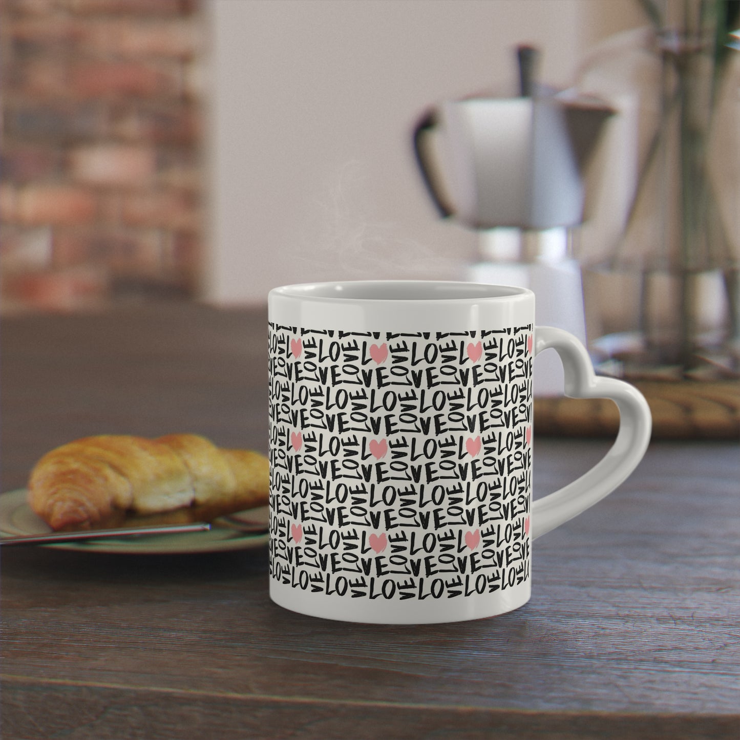 Heart-Shaped Mug - Valentine's Day Coffee Cup - Romantic Gift for Him or Her - Love-themed Drinkware