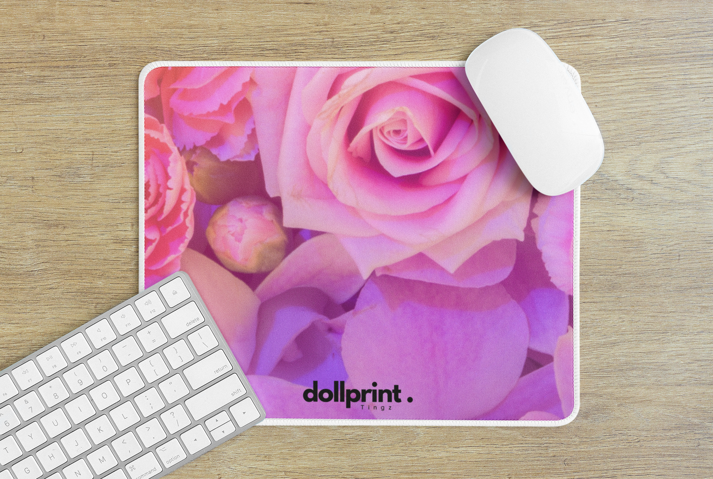 Pink Floral Non-Slip Mouse Pad