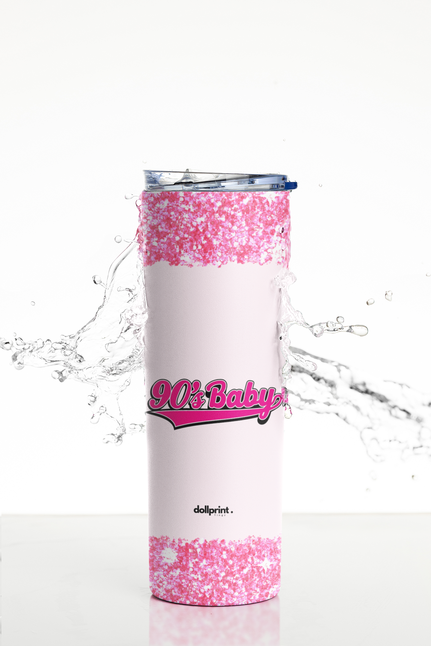 90s Baby Skinny Tumbler with Straw, 20oz