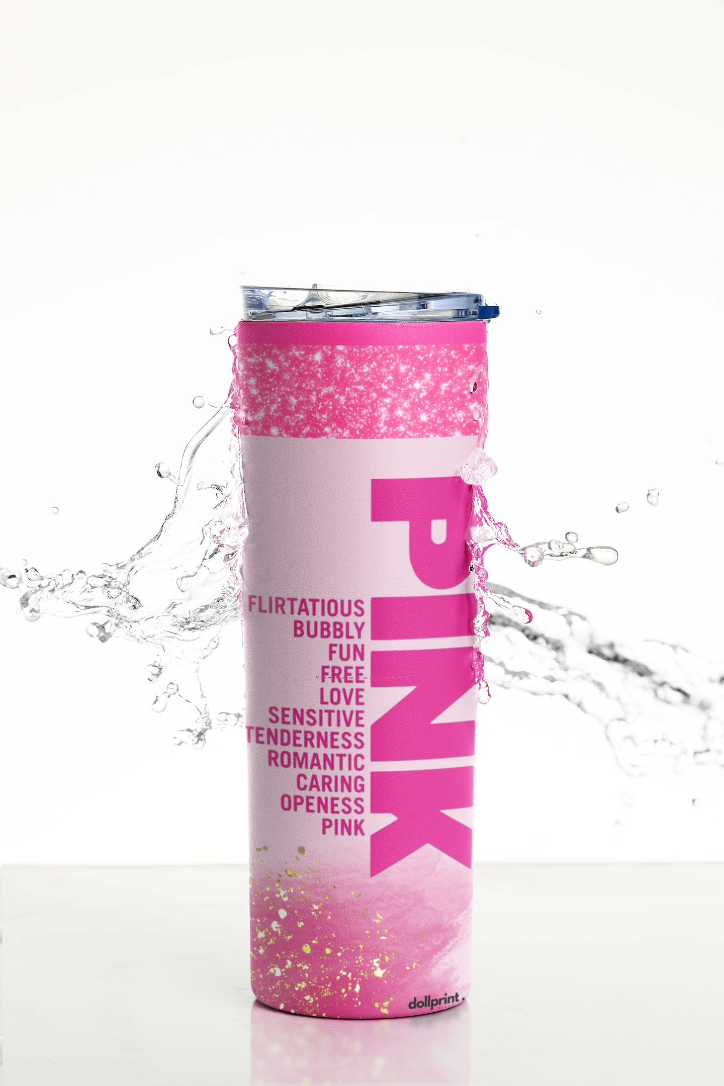 PINK Skinny Tumbler with Straw, 20oz